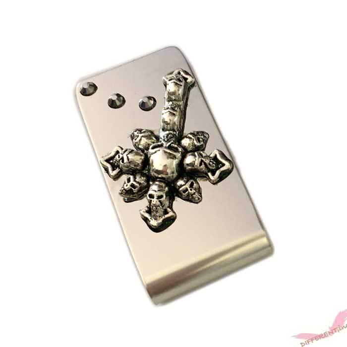 最先端 スカル 十字架デザイン ステンレス製 シルバー ラインストーン デコ マネークリップ Www Sustentec Com Br
