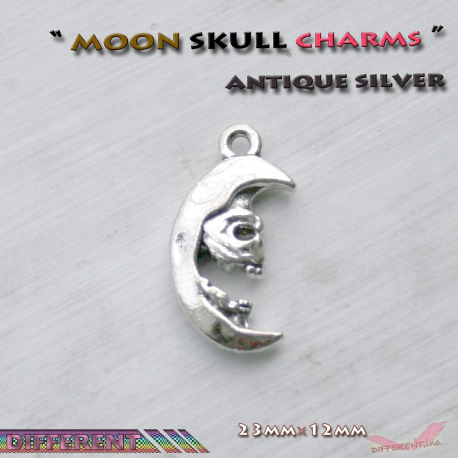 三日月に髑髏 チャーム アクセサリーパーツ | 