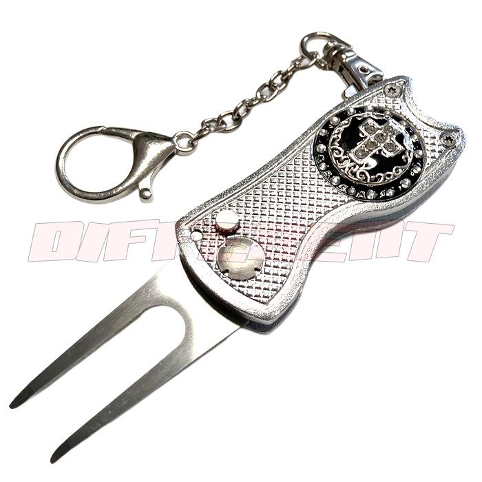 グリーンフォークジャックナイフタイプ 十字架 スワロフスキーゴルフ