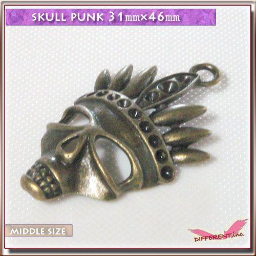 パンクなスカル 金古美チャーム ストーン埋込み穴あり |  | 01