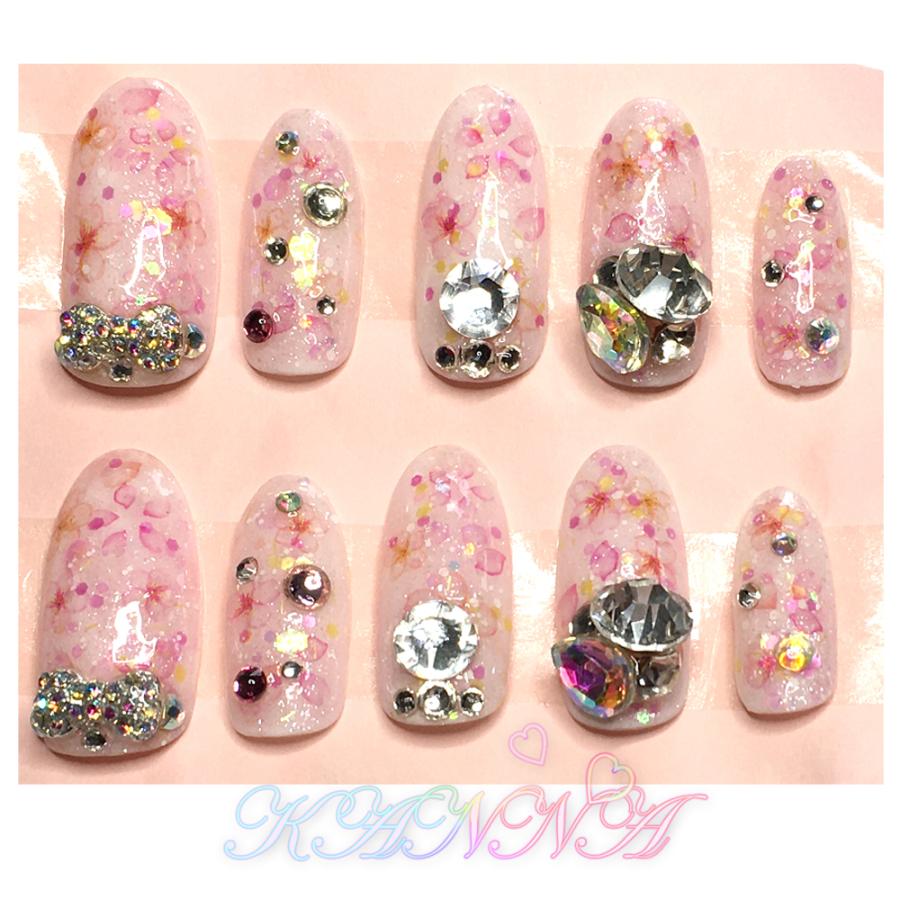 Spring♪桜とビジューのガーリーネイル ネイルチップ by Kanna | 
