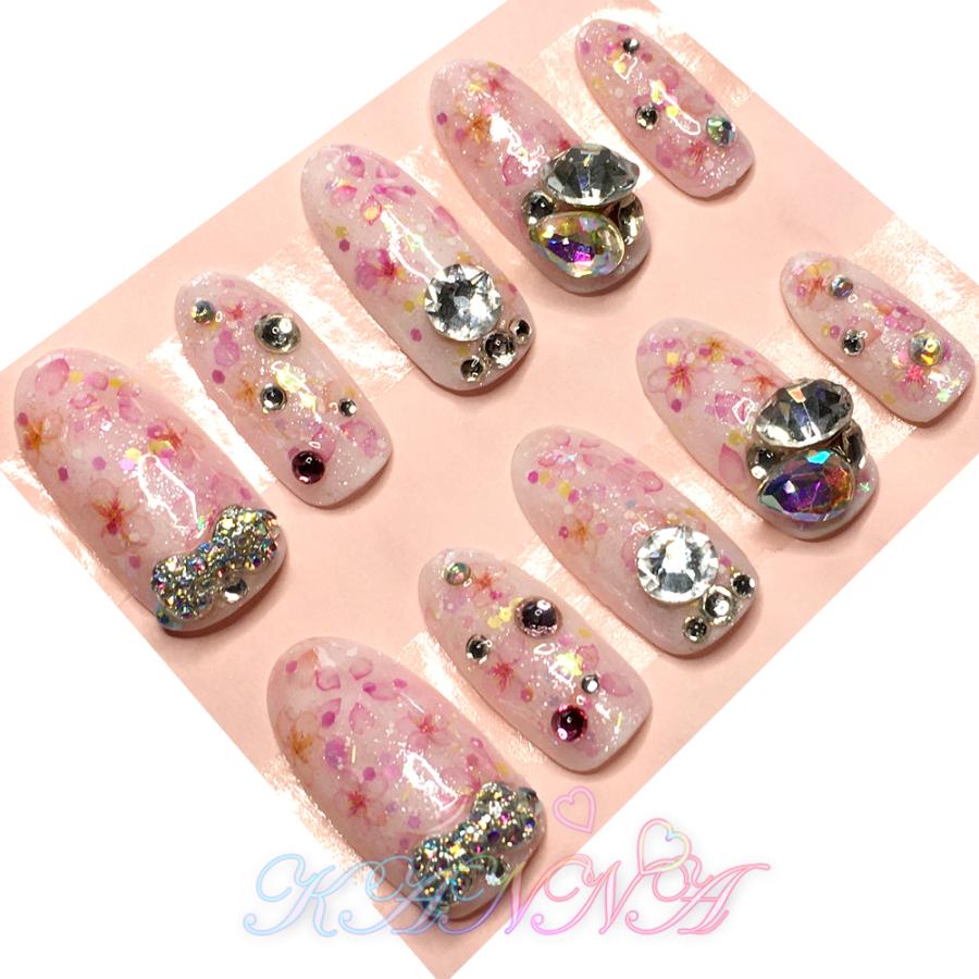 Spring♪桜とビジューのガーリーネイル ネイルチップ by Kanna |  | 03