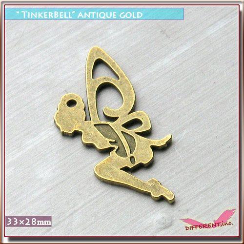 永遠の憧れ ティンカーベル風チャーム 金古美  33*28 |  | 01