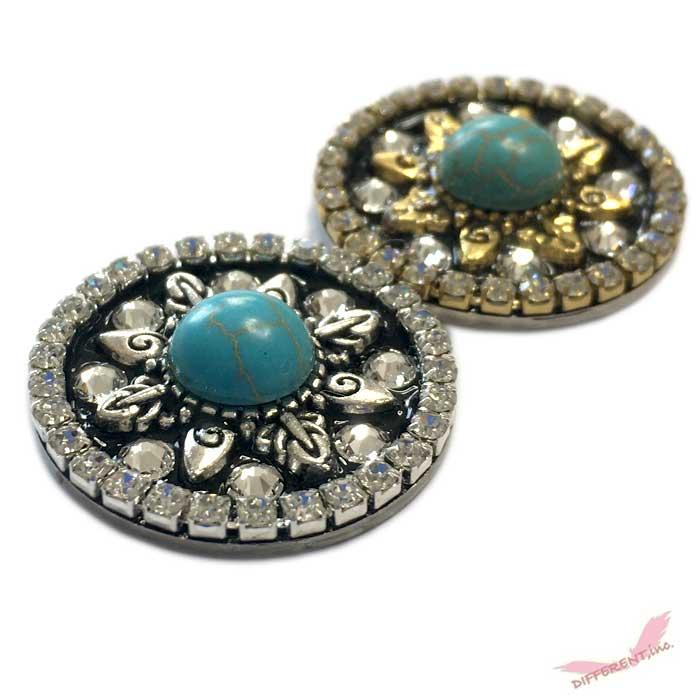古代デザイン リアルターコイズ スワロフスキー ラインストーン ゴルフマーカー クリップ付 |  | 03