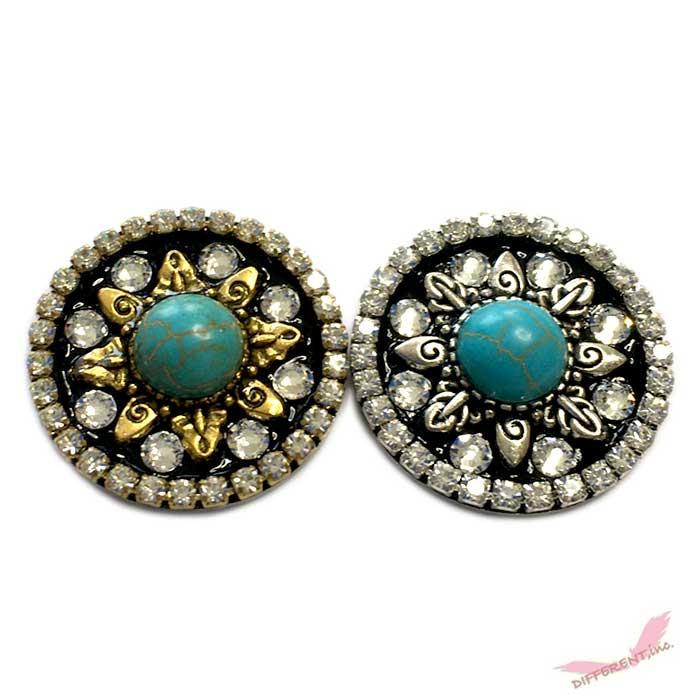 古代デザイン リアルターコイズ スワロフスキー ラインストーン ゴルフマーカー クリップ付 |  | 04