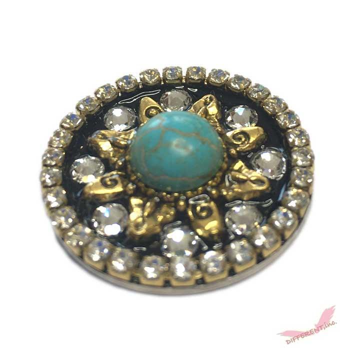 古代デザイン リアルターコイズ スワロフスキー ラインストーン ゴルフマーカー クリップ付 |  | 01