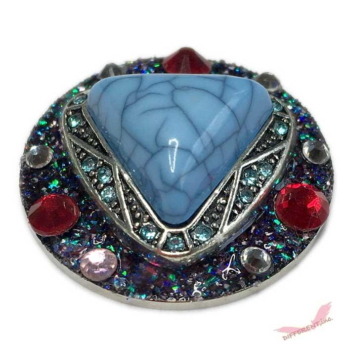 ボヘミアンデザイン 大粒ターコイズ風トライアングル 30mm ゴルフマーカー クリップ付 |  | 01