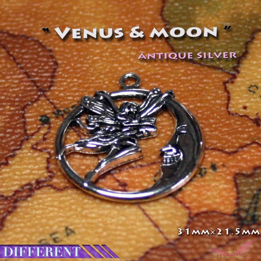 女神と月 チャーム アンティークシルバー ハンドメイド材料 |  | 01