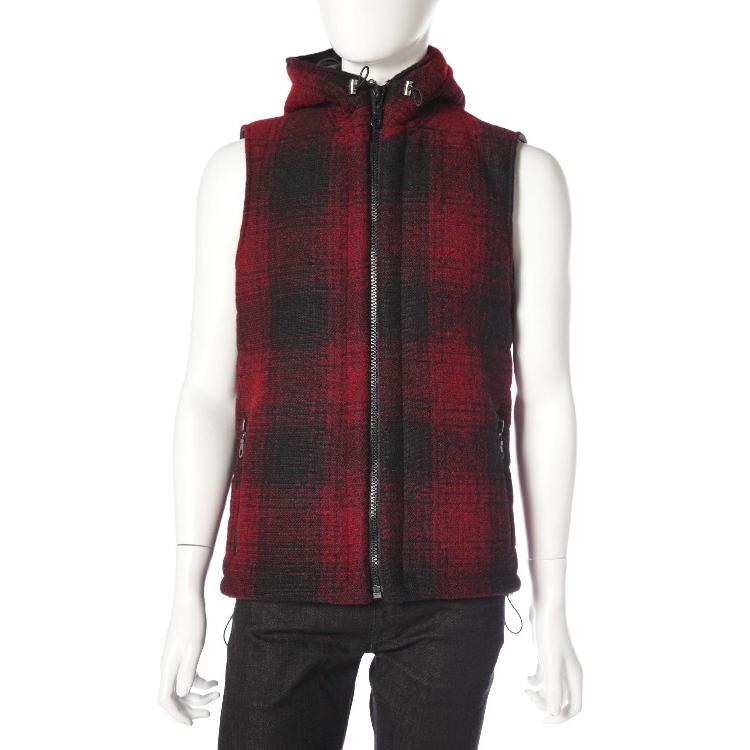 ハイドロゲン ベスト パーカー ジップアップ メンズ 170317 TARTAN RED HYDROGEN
