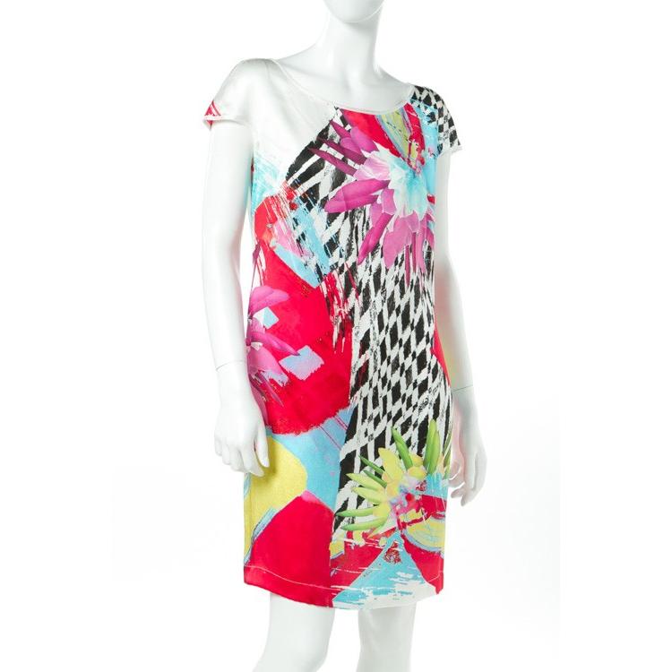 ブランドショッパー付き 17年春夏 ジャストカヴァリ Just Cavalli ワンピース 半袖 ボタニカル柄 ミニワンピース クルーネック レディース Ct0354 マルチ 売り切れ必至 Pemulihanlb3 Info
