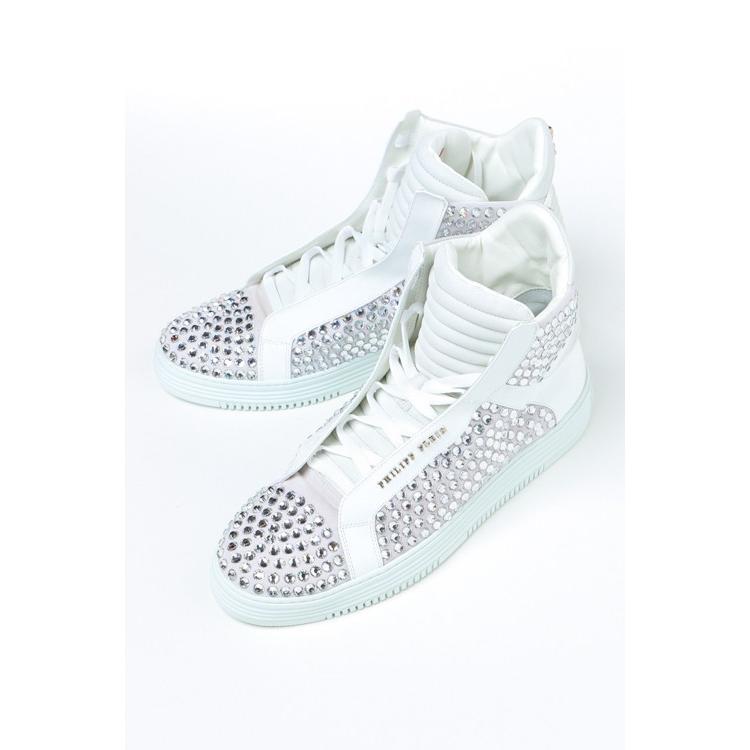 スニーカー ハイカット 17年秋冬新作 17aw Sale ファッション ホワイト シルバー Plein Philipp F17s スニーカー メンズ 17aw Sale Diffusion Msc0397 フィリッププレイン