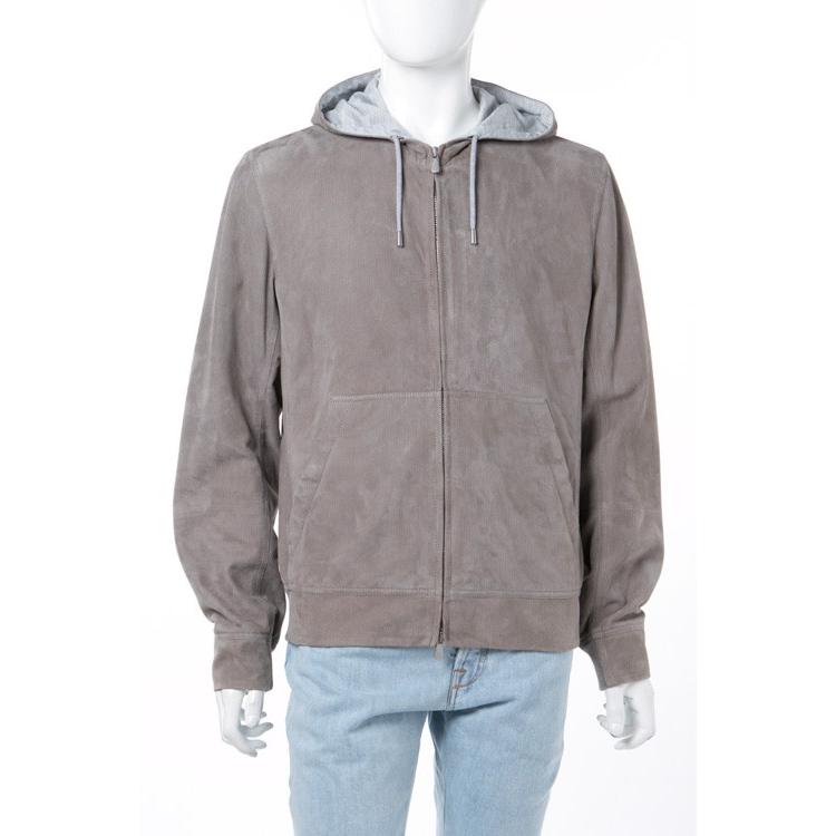ブルネロクチネリ Brunello Cucinelli レザーブルゾン レザージャケット メンズ 人気の定番 ジップアップパーカー Mpchs1290 グレー