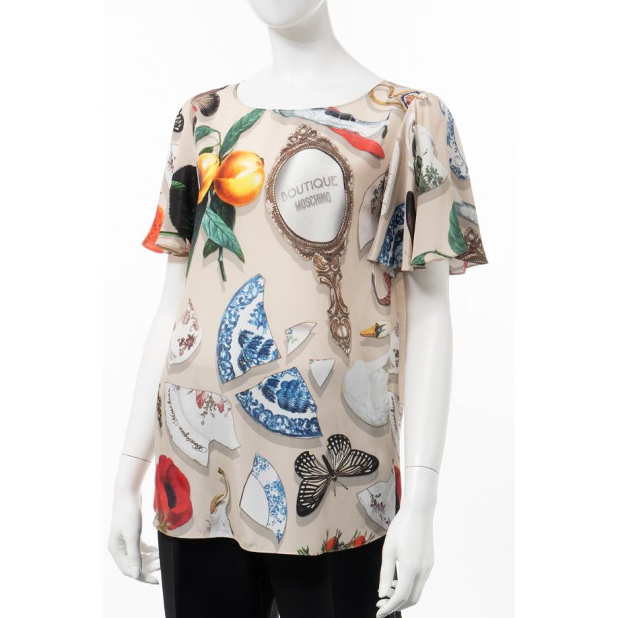 ブティック モスキーノ BOUTIQUE MOSCHINO Tシャツ 半袖 丸首 クルー