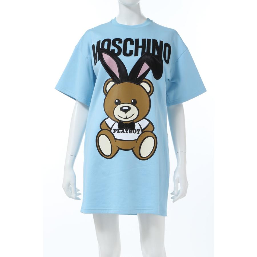 即納最大半額 モスキーノ Moschino ワンピース ｔシャツワンピ 半袖 レディース Ev0428 0541 ブルー 国産 Www Doctor Plan Com