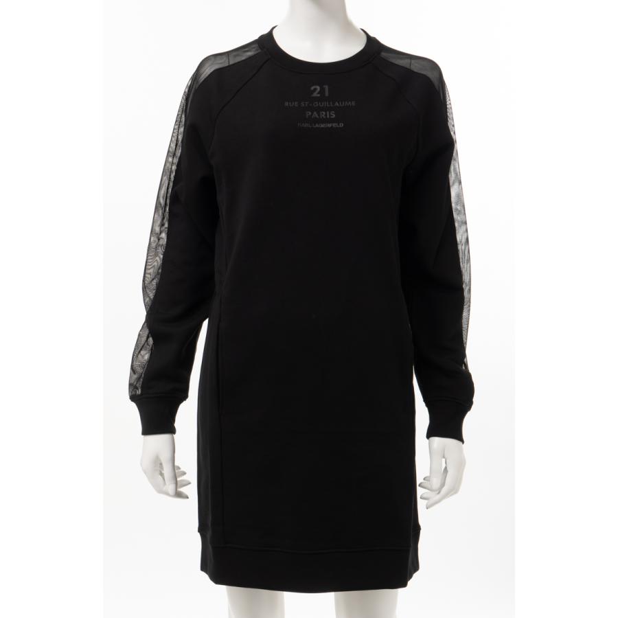 即発送可能 カールラガーフェルド ワンピース スウェットワンピース 長袖 レディース 5w1853 ブラック Karl Lagerfeld 人気ブランドを Www Ladislexia Net
