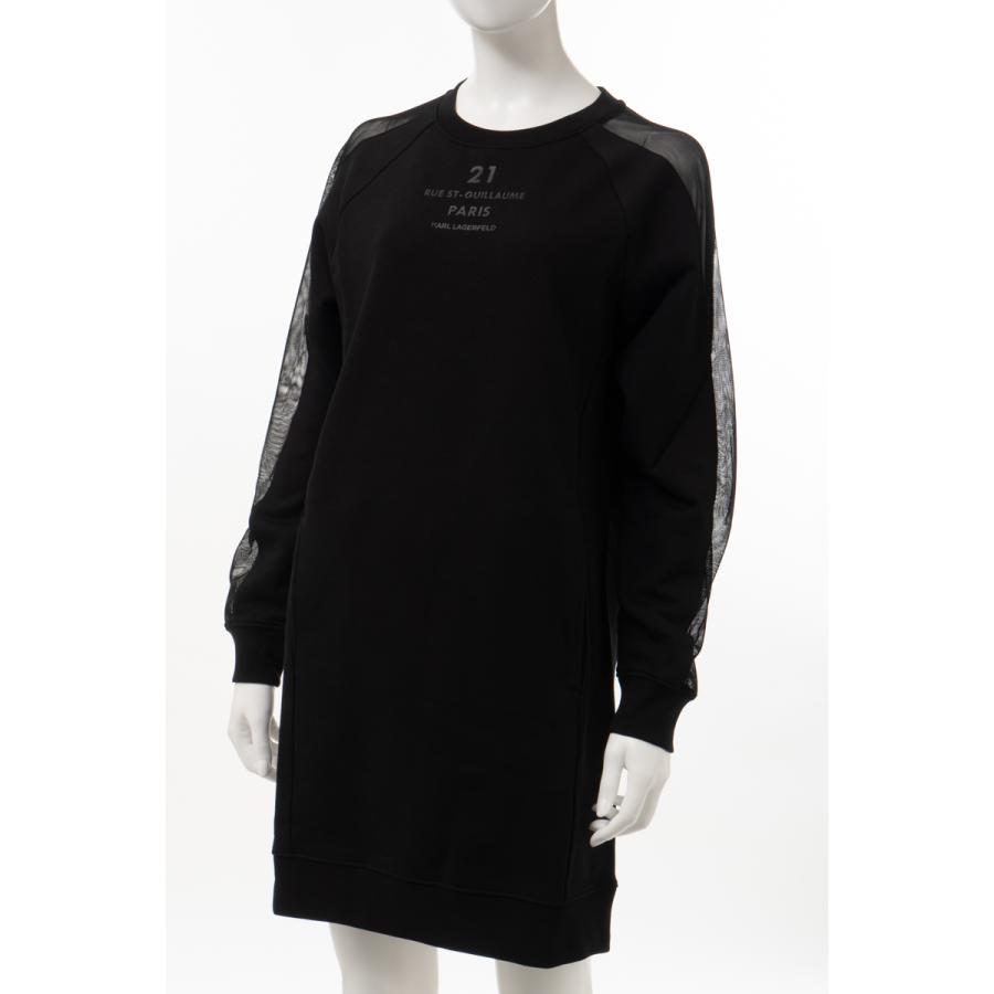 在庫一掃最安挑戦 カールラガーフェルド ワンピース スウェットワンピース 長袖 レディース 5w1853 ブラック Karl Lagerfeld 100 本物保証 Kpiss Fm