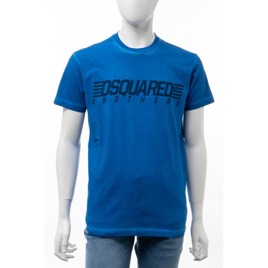 丸首 半袖 Tシャツ ディースクエアード クルーネック DSQUARED2 ブルー S71GD0807S20694 メンズ 半袖 珍しい
