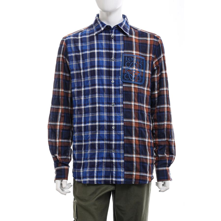 当店一番人気 ロエベ 送料無料 ロエベ シャツ シャツ 22年春夏新作 Loewe ブルーxブラウン H526y05w63 メンズ 長袖 チェック シャツ シャツ カジュアルシャツ Smssvg Org
