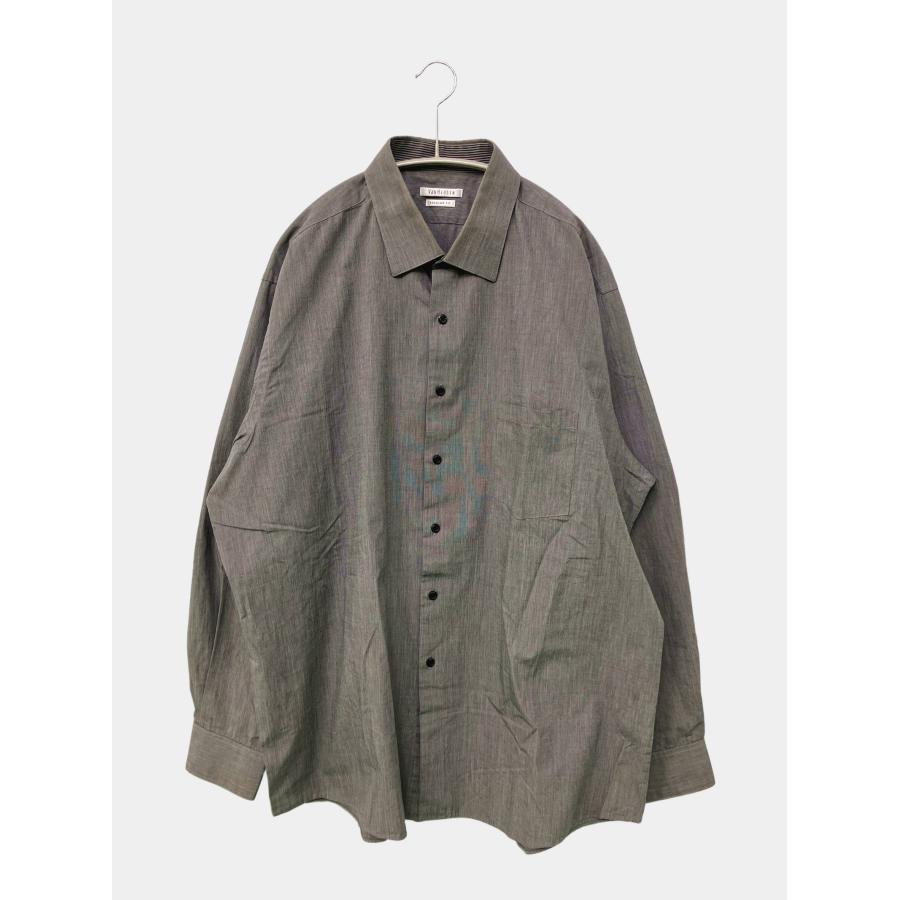 VAN HEUSEN ヴァンヒューゼン ビジネスシャツ 17-17 1/2 グレー コットン 無地 長袖 レギュラーカラー メンズ | 