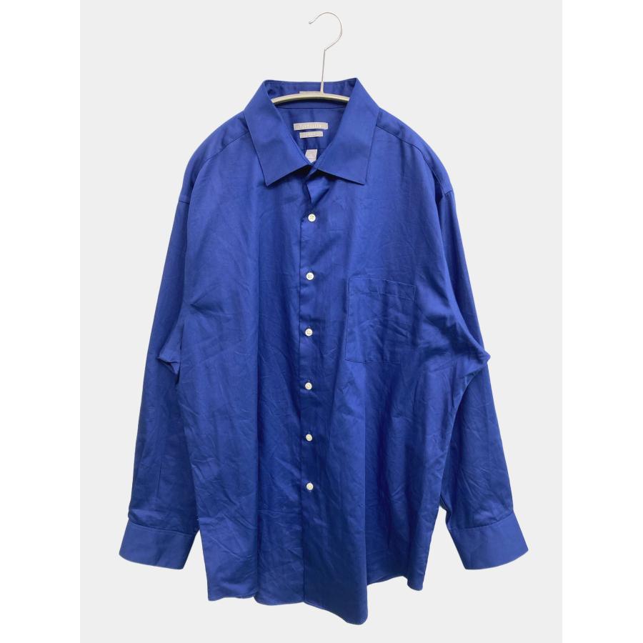 VAN HEUSEN ヴァンヒューゼン ビジネスシャツ 17 32/33 ブルー サテン 無地 長袖 レギュラーカラー メンズ | 
