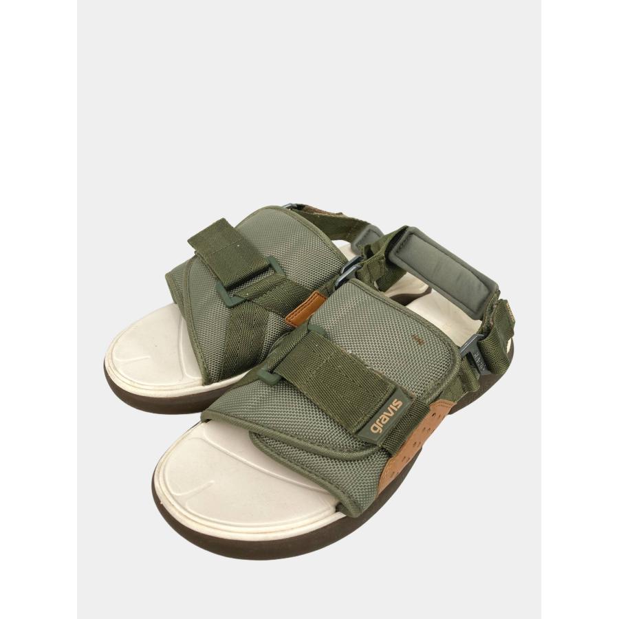 gravis サンダル 27.0 カーキ ナイロン 無地 ブランドロゴ フラット ストラップあり スポーツサンダル メンズ | gravis