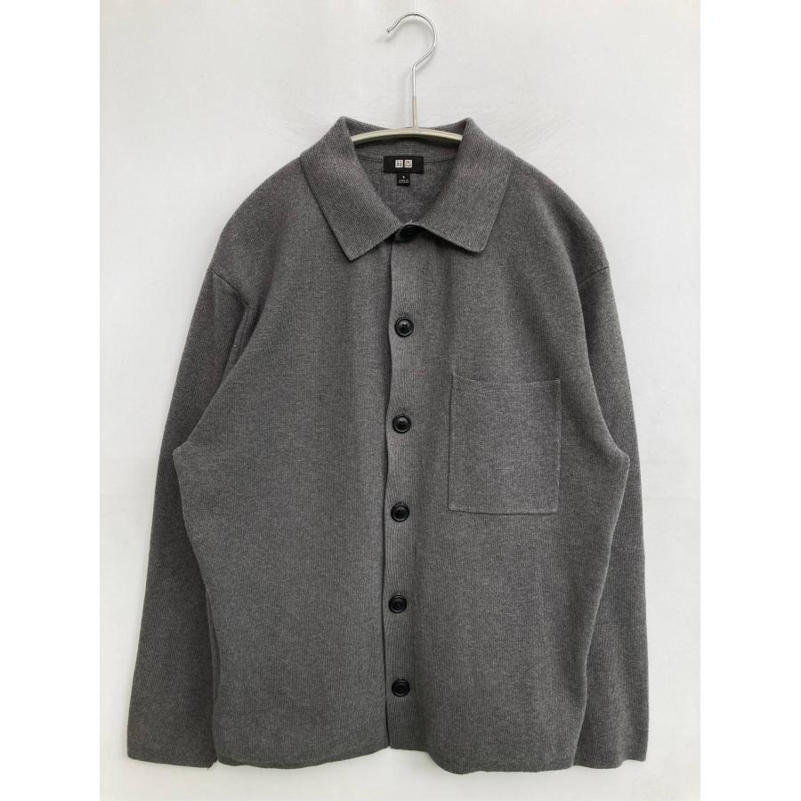 UNIQLO ユニクロ カーディガン/ボレロ S グレー コットン ニット 無地 ミドル丈 長袖 メンズ | 