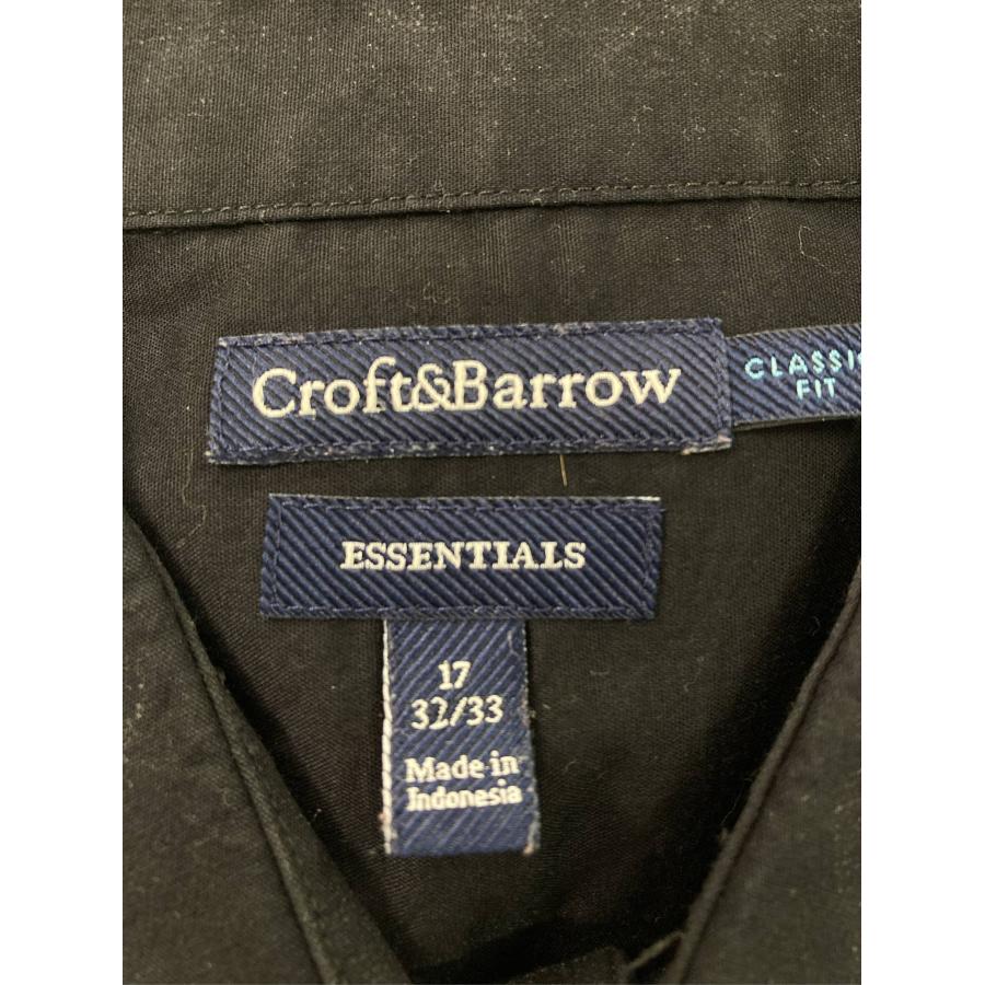 croft&barrow クラフトアンドバロー ビジネスシャツ 17 32/33 ブラック コットン 無地 長袖 レギュラーカラー メンズ |  | 02