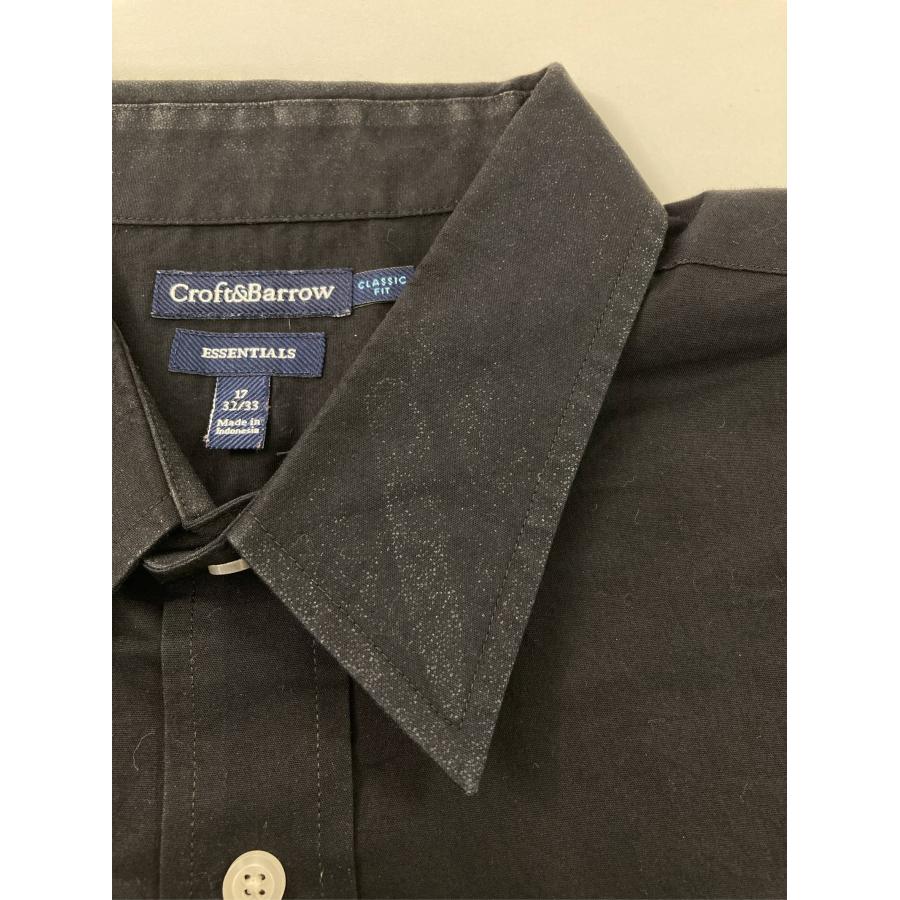 croft&barrow クラフトアンドバロー ビジネスシャツ 17 32/33 ブラック コットン 無地 長袖 レギュラーカラー メンズ |  | 06
