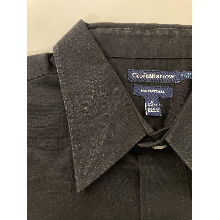 croft&barrow クラフトアンドバロー ビジネスシャツ 17 32/33 ブラック コットン 無地 長袖 レギュラーカラー メンズ |  | 07