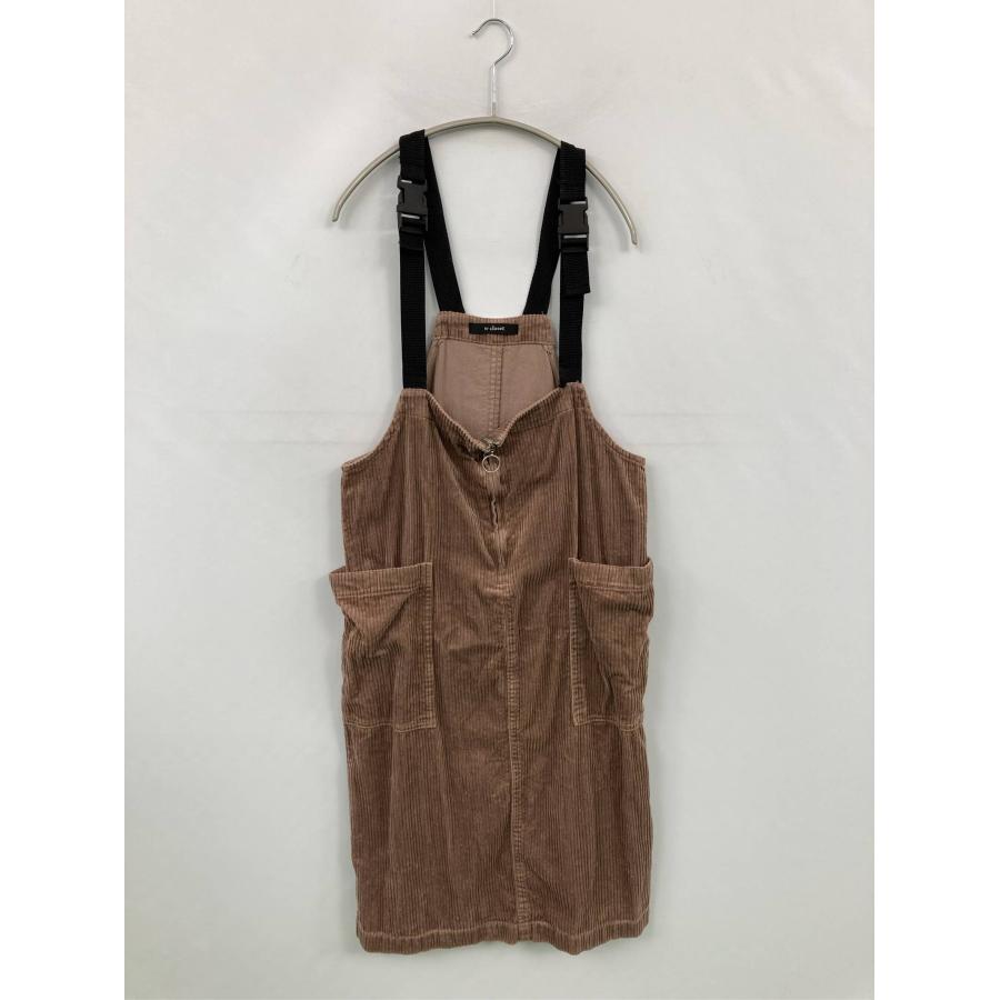 w closet ダブルクローゼット ジャンパースカート F ブラウン コットン コーデュロイ 無地 ショート・ミニ丈 タイト レディース | w closet