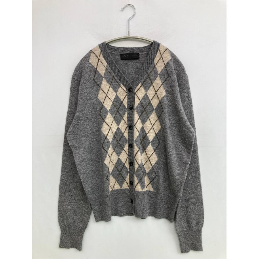 ZARA ザラ カーディガン/ボレロ M グレー ニット その他総柄 ミドル丈 長袖 レディース | ZARA