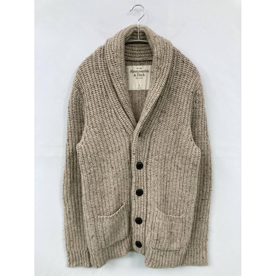 Abercrombie & Fitch アバクロンビーアンドフィッチ カーディガン/ボレロ L ベージュ 無地 ワンポイント ミドル丈 長袖 メンズ | 