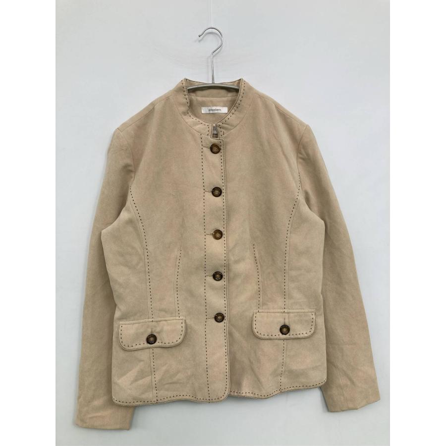dressbarn ドレスバーン ノーカラージャケット M ベージュ スエード その他総柄 ミドル丈 メンズ レディース | 