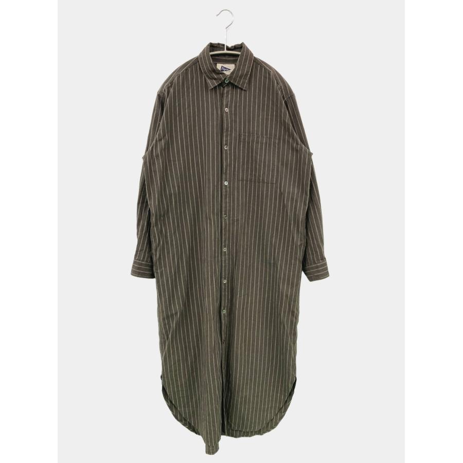 Pilgrim Surf+Supply シャツワンピース 0 ブラック コットン リネン・麻 ストライプ柄 長袖 ロング・マキシ丈 レディース | 