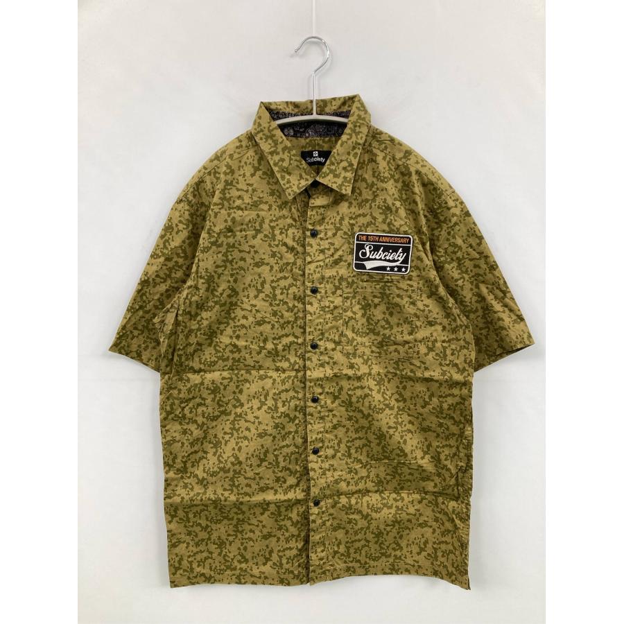 Subciety サブサエティ シャツ/ブラウス L カーキ コットン カモフラージュ柄 ミドル丈 半袖 レギュラーカラー メンズ | Subciety