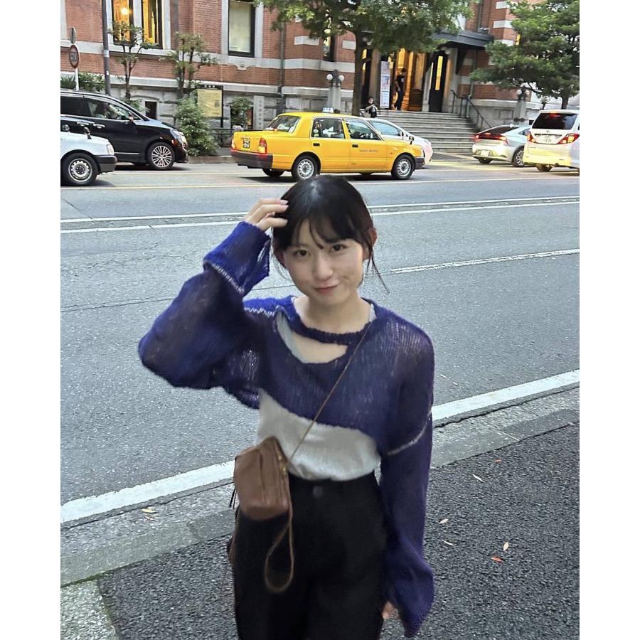 PAMM パム カーディガン/ボレロ F ネイビー ウール・ニット ナイロン 無地 ライン柄 ショート丈 長袖 レディース | PAMM | 01
