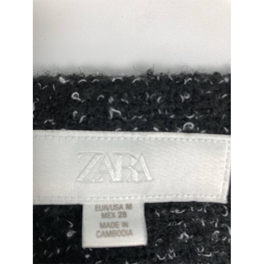 ZARA ザラ ノーカラージャケット USA M ブラック ツイード 無地 ショート丈 レディース | ZARA | 03