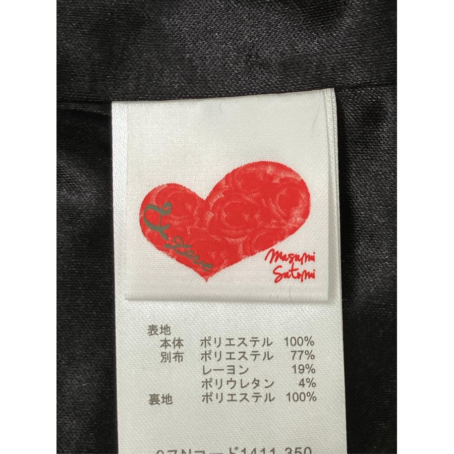 &LOVE ノーカラージャケット M ブラック ツイード フリンジ リボン ミドル丈 レディース |  | 02