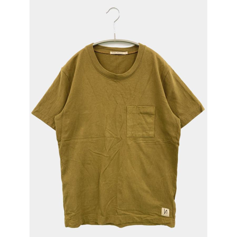 nudie jeans co ヌーディージーンズ Tシャツ/カットソー S カーキ 無地 ワンポイント ミドル丈 半袖 クルーネック(丸首) メンズ | 