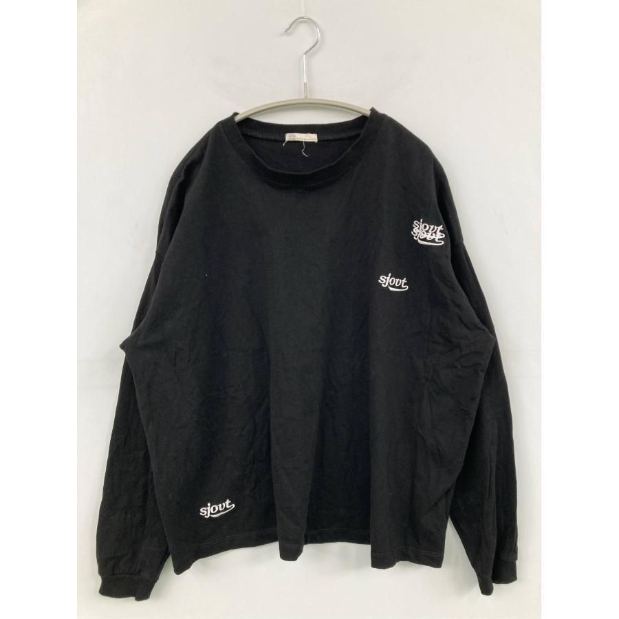 JaVa ジャバ Tシャツ/カットソー M ブラック 前面プリント バックプリント 刺繍 ミドル丈 長袖 クルーネック(丸首) メンズ レディース | 