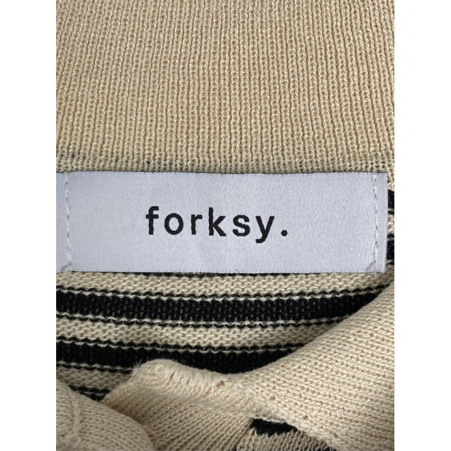 forksy. フォルクシー ポロシャツ F ベージュ ボーダー柄 半袖 レディース | forksy. | 02