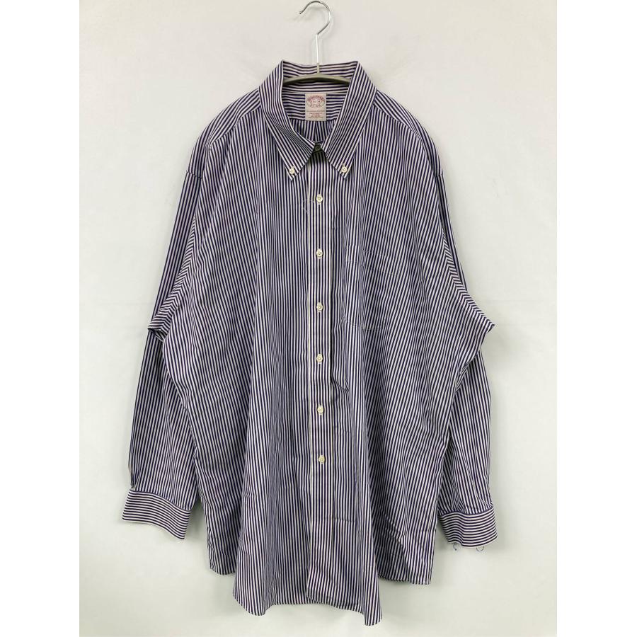BROOKS BROTHERS ブルックスブラザーズ ビジネスシャツ 17 1/2-34 ブルー コットン ストライプ柄 ボタンダウン 長袖 メンズ | BROOKS BROTHERS