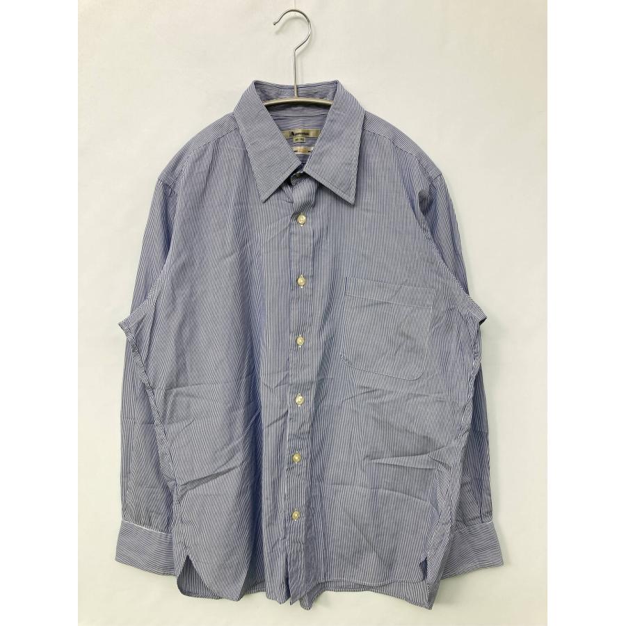 Aquascutum アクアスキュータム ビジネスシャツ 40-82 ブルー ストライプ柄 長袖 レギュラーカラー メンズ | Aquascutum