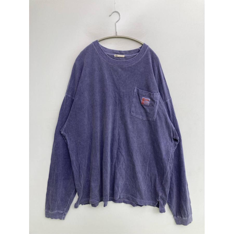 JaVa ジャバ Tシャツ/カットソー XL パープル 無地 ワンポイント ミドル丈 長袖 クルーネック(丸首) メンズ レディース | 