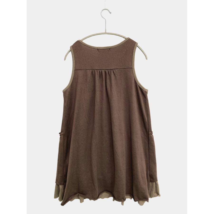 Basic Tone Clothes チュニック M ブラウン 無地 フリル 袖なし ショート・ミニ丈 ひざ丈 ミモレ・半端丈 レディース |  | 01