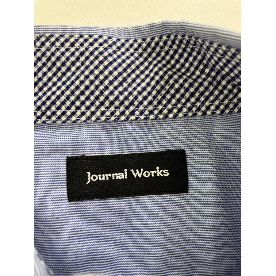 journal works ビジネスシャツ ブルー コットン ストライプ柄 長袖 ボタンダウン レギュラーカラー メンズ |  | 02