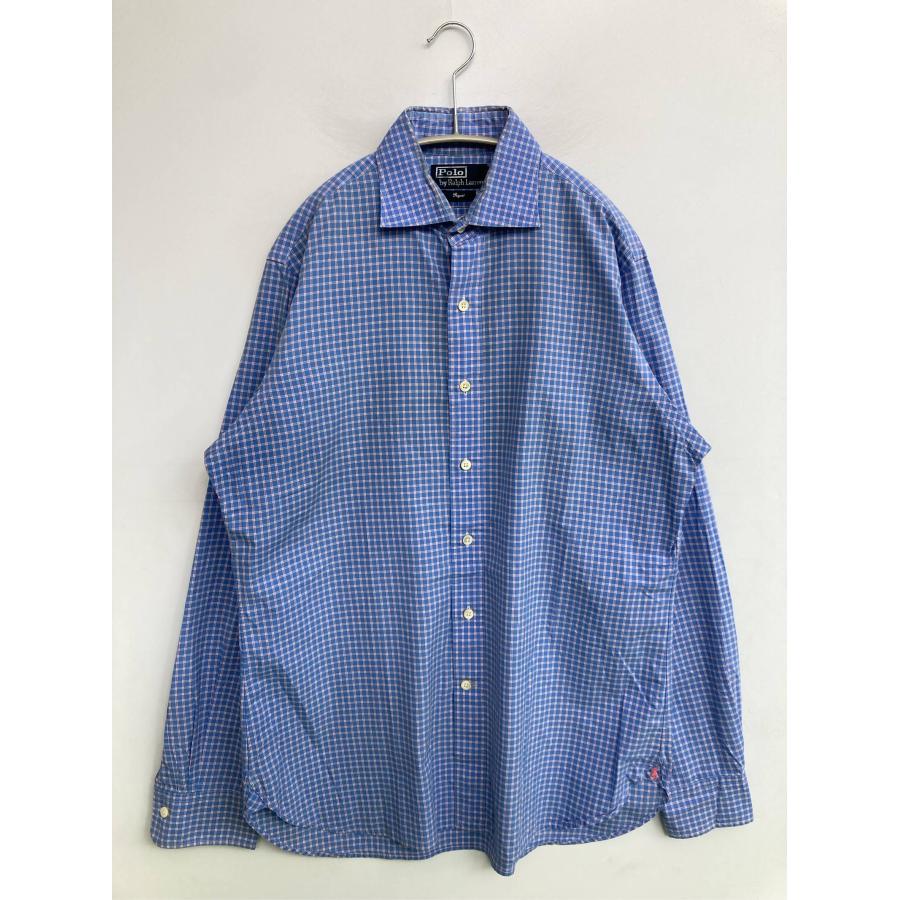 Polo by Ralph Lauren ポロバイラルフローレン ビジネスシャツ 15 1/2 39 ブルー チェック柄 ワンポイント 長袖 メンズ | 