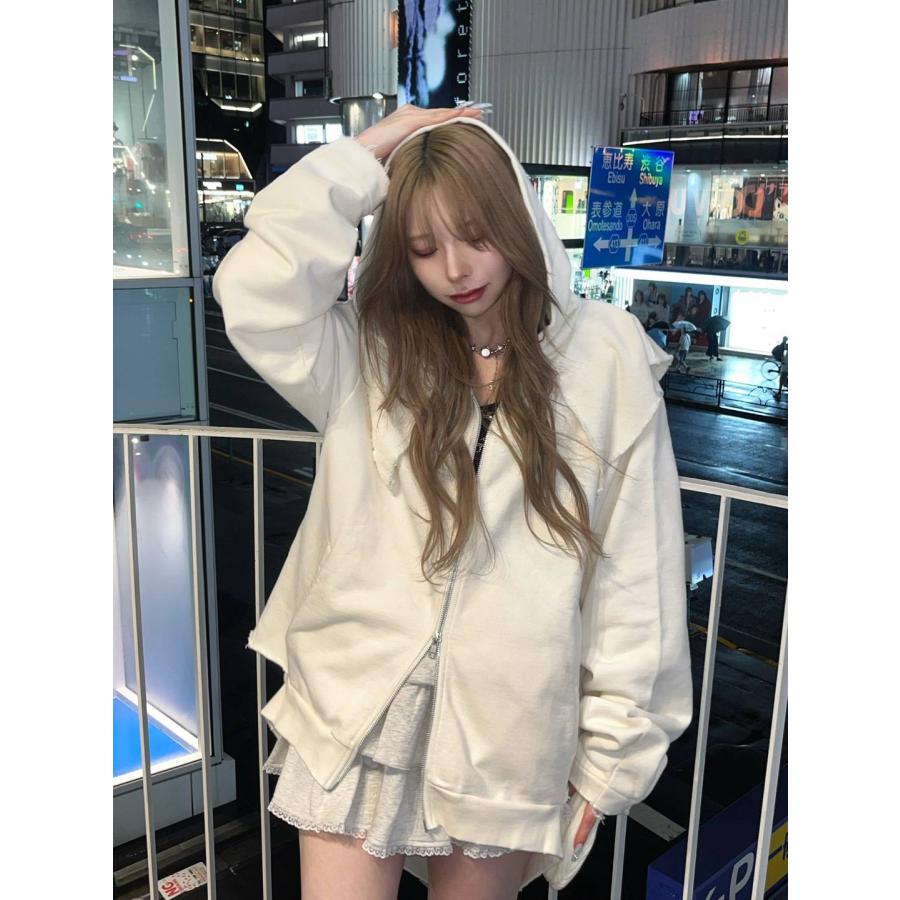 GRANCY パーカー M アイボリー コットン スウェット 無地 その他総柄 ジップアップ 長袖 レディース | GRANCY