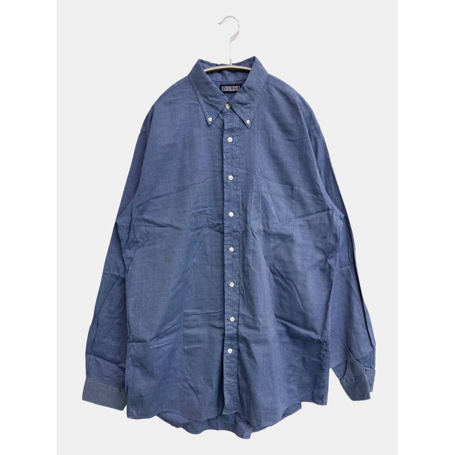LANDS' END ランズエンド シャツ/ブラウス 16 1/2-37 ブルー コットン 無地 ミドル丈 長袖 ボタンダウン メンズ | 