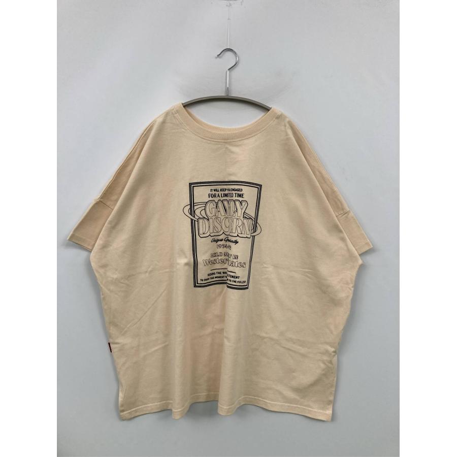 JaVa ジャバ Tシャツ/カットソー L ベージュ 前面プリント ブランドロゴ ミドル丈 半袖 クルーネック(丸首) メンズ レディース | 